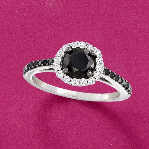 1.5 CTW BLACK & WHITE AUTHENTIC DIAMOND RING - Picture 1 of 5